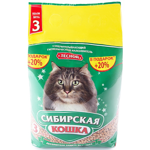 Наполнитель Сиб.кошка 3л Лесной гранулы