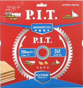 Диск пильный 250x30x2,2 мм 24T Carbide зуб ATB 15° PIT 