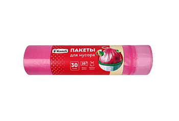 Мешки д/мусора MUSPI02  с завязками,розовые,30л,20шт/20 Komfi