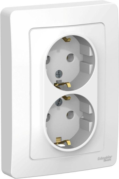 Розетка 2-м CП Blanca 16A IP20 250B с заземл. без защ.шторок белSchE BLNRS001021