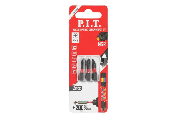 Бита PH2*25мм ударная (3шт/уп)PIT ASDR02-25PH2