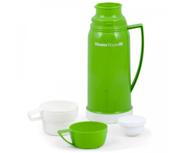Термос Венеция стеклянная колба узкое горло 1,65л 2 чашки зеленый 60331 House