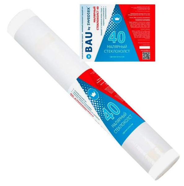 Стеклохолст малярный 40гр/м2 (1х50м) BAU bu SWEDTEX