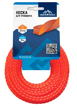 Леска 2,4мм*15м витой квадрат YK-777-2.4-15 VERTEXTOOLS