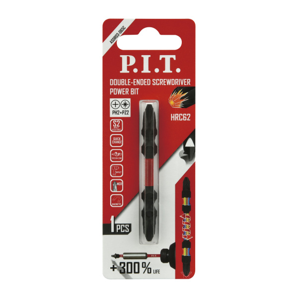 Бита PH2*PZ2*65мм двусторонняя PIT