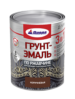 ДИОЛА Грунт-эмаль"3 в1" по ржавчине  красно-коричневая 5кг/Ж.банка