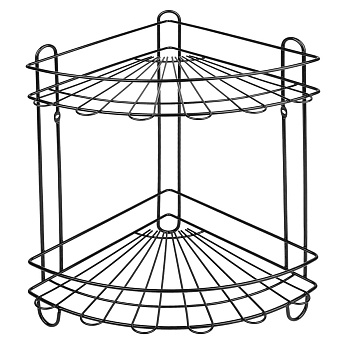 Полка в ванную двойная угловая 222*222*335 черный АЕ-435А SAKURA