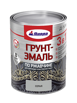 ДИОЛА Грунт-эмаль"3 в1" по ржавчине  серый 1,7кг/Ж.банка