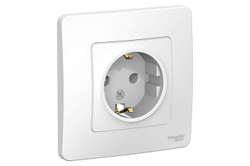 Розетка 1-м СП Blanca 16A IP20 250B с заземл. без защ.шторок бел.SchE BLNRS001011