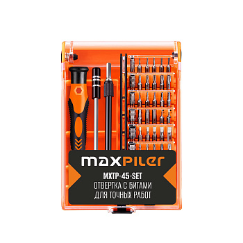Набор бит для точных работ с рукояткой MAXPILER  MXTP-45-SET 